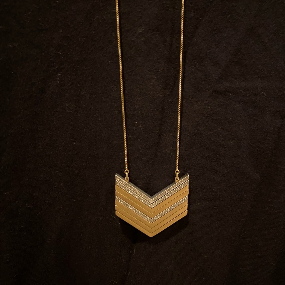 Madewell arrow pendant necklace - gold and rhinestone.